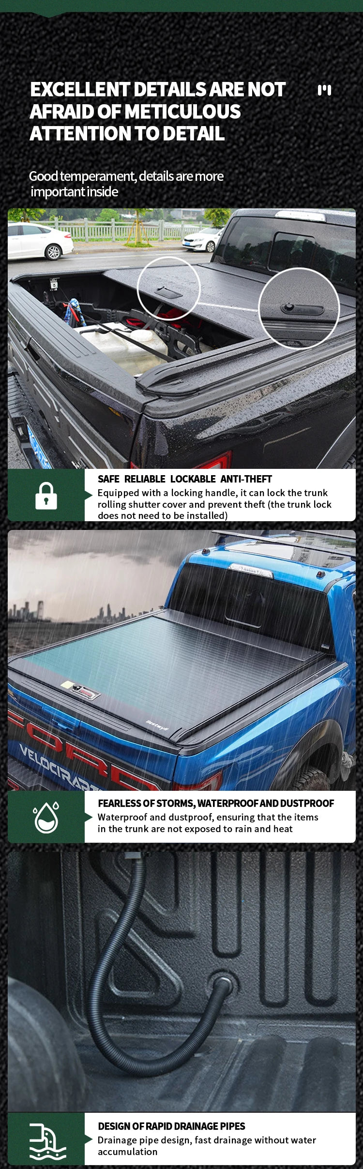 Aluminum Hard Retractable Truck Pickup Bed Cover For Toyota Hilux Revo Rocoo Vigo Tundra Tacoma V6 V8 4WD