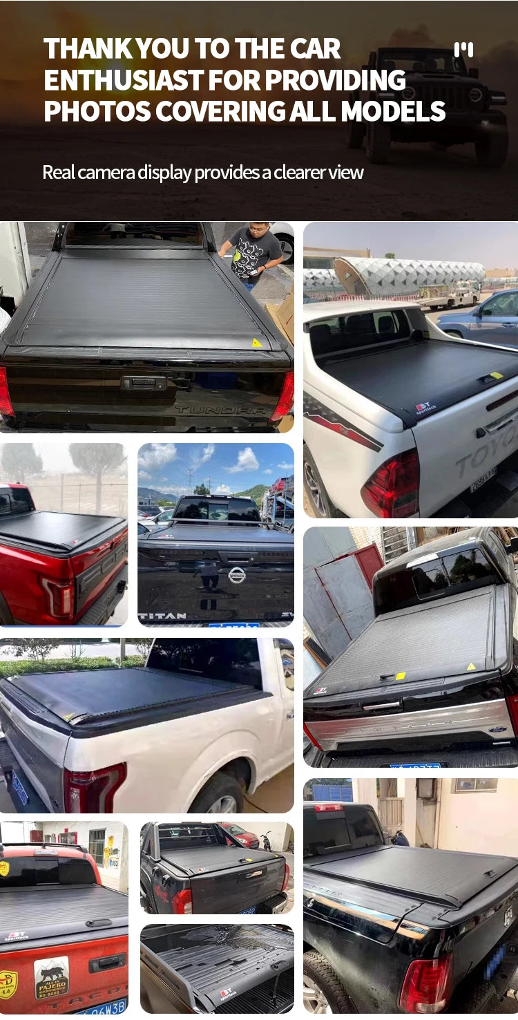 Aluminum Hard Retractable Truck Pickup Bed Cover For Toyota Hilux Revo Rocoo Vigo Tundra Tacoma V6 V8 4WD