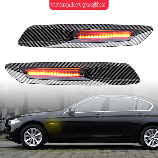 For BMW Car Signal LED Side Marker Light Carbon Fiber Shell Yellow Light Enhanced Visibility and Driving Safety for BMW 5 Series