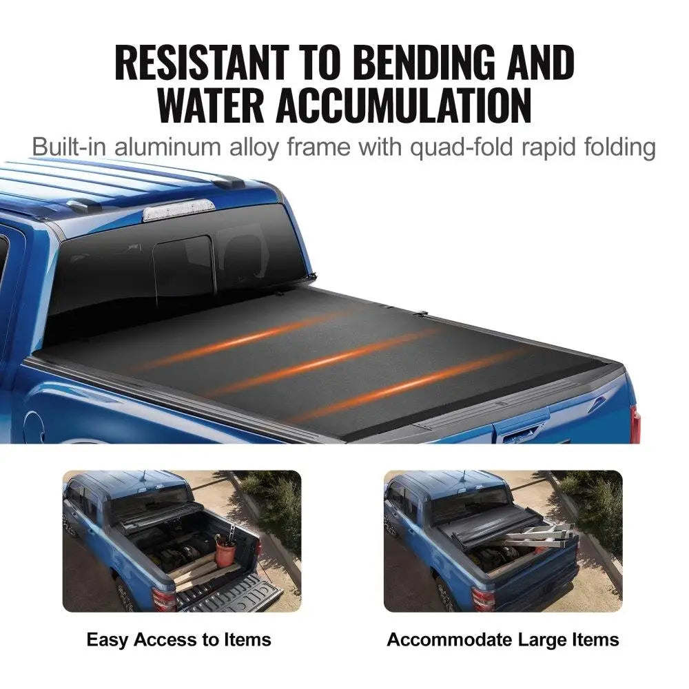 Quad-Fold Tonneau Cover Truck Bed Cover for 2002 -2024 Dodge Ram 1500 PVC